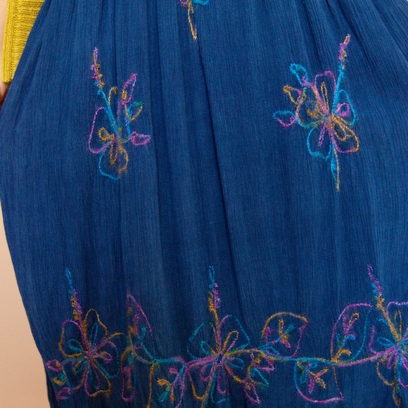 90s Rainbow Embroidered Smocked Summer Babydoll Dress - Picture 14 of 16
